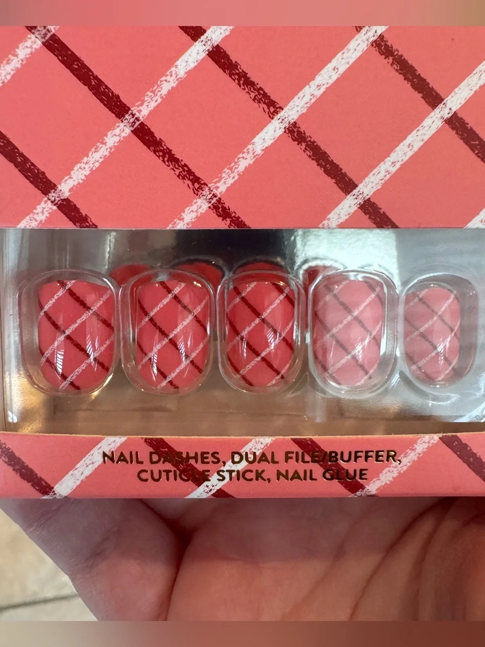 NIB Red Aspen Posie’s Stripes Press-On Nail Dashes
